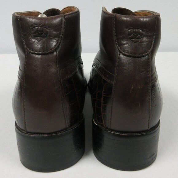 ARIAT Croc Embossed Brown Leather Ankle Boots Womens Sz 8.5 Shoes 17425 Bootie - Picture 6 of 12
